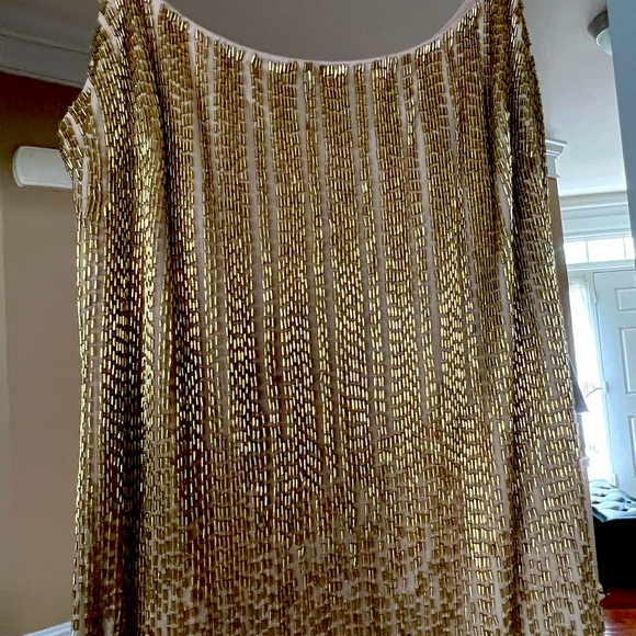 Adrianna Papell Gold Champagne Spaghetti Strap Ombre Beaded Gown - Picture 3 of 4